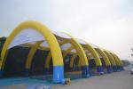 36m Long Inflatable Tunnel Tent With Yellow Roof Green Frame Black Net