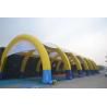 Buy cheap 36m Long Inflatable Tunnel Tent With Yellow Roof Green Frame Black Net from wholesalers