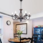 Black Wronght Iron Chandelier Living room Farmhouse Kitchen Frech Country