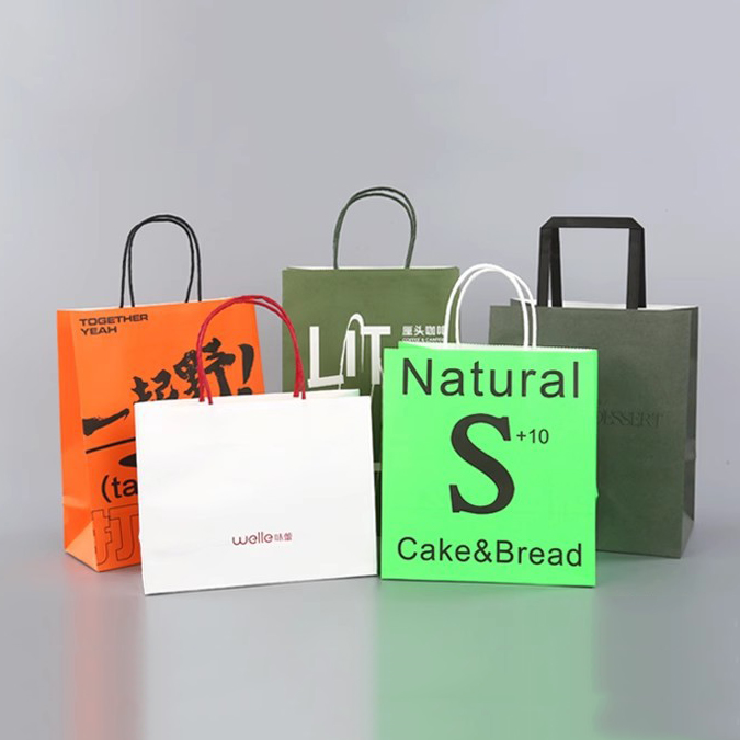 Custom Printed Kraft Paper Take Away Food Packaging Bags for Industrial at Reasonable