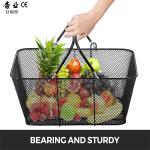 Black Supermarket Shopping Basket Custom Logo Steel Hand Basket