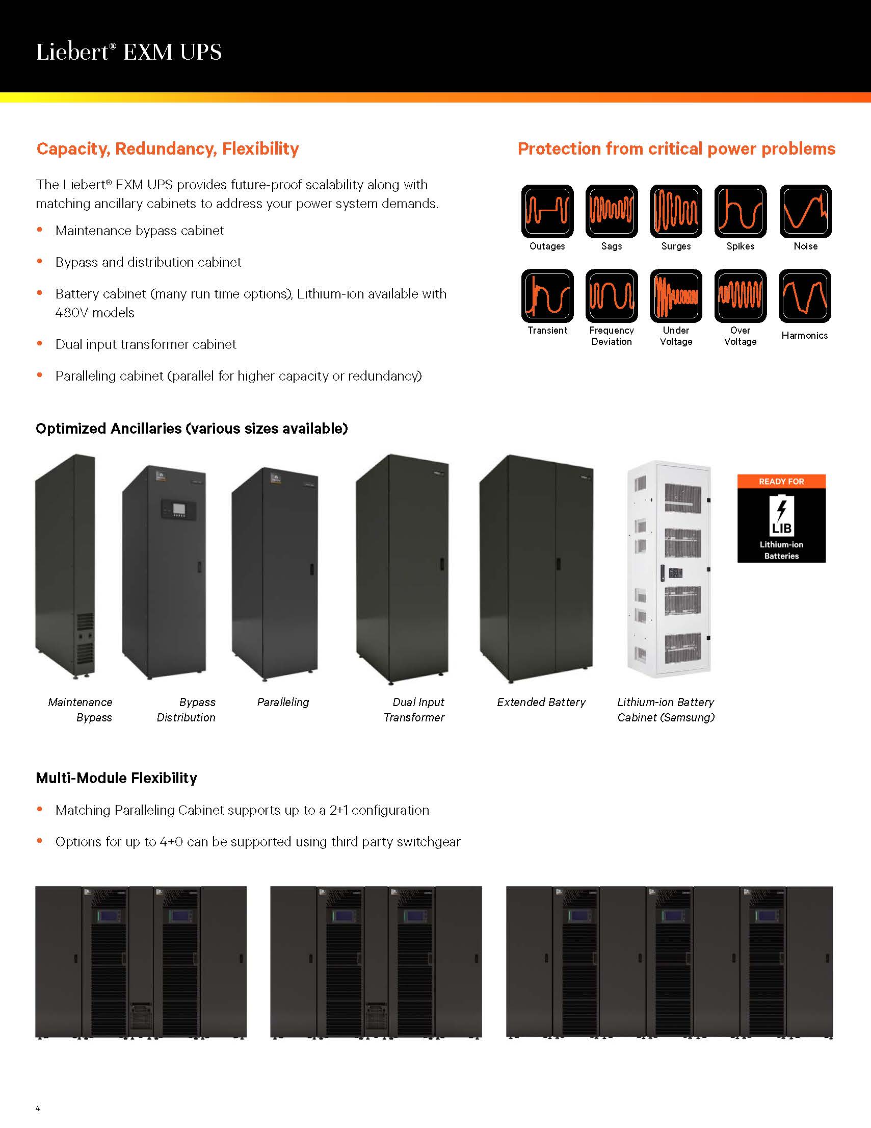 Pure Sine Wave Three Phase 400V Industrial Online UPS for IDC by Vertiv Liebert EXM2