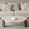 Buy cheap Minimalist Walnut Natural Stone Table Round Antique Marble Top Coffee Table from wholesalers