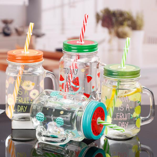 Buy cheap 16Oz 8 Oz Wide Mouth Mason Jars Pint Straw Glass Bottle Crackproof from wholesalers