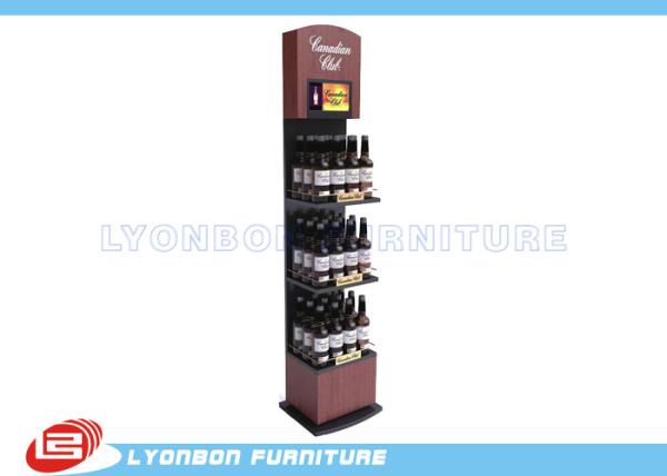 Buy cheap Dark Red MDF Wine Display Stands / Commercial Retail Display Shelving from wholesalers