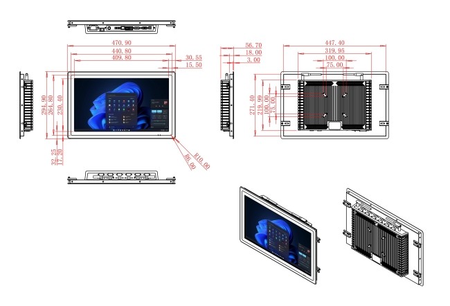 18.5-Inch Durable Windows Screen for Transportation Panels and Equipment Control