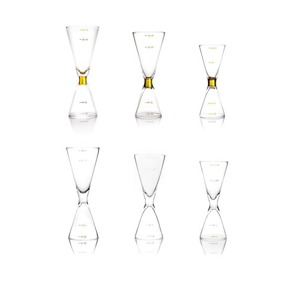 Buy cheap Gold Rim Decorative Cocktail Bartender Kit , Double Jigger Set 50ml Crystal from wholesalers