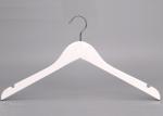 Solid Wooden Painting Clothing Store Hangers Non Slip White / Black Color