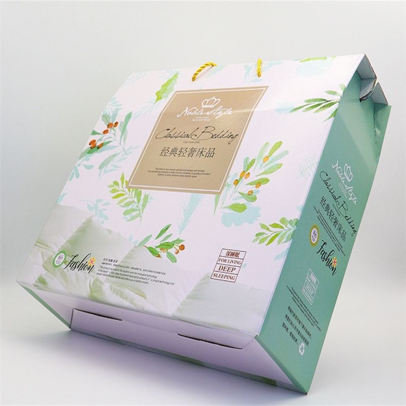 Custom Logo Folding Flat 3-Ply Corrugated Cardboard Kraft Paper Household Pillow Sports Fitness Packaging/Shipping/Moving/Storage Boxes Mailer Box with Handle
