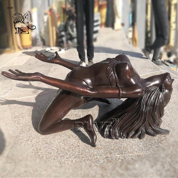Buy cheap Nude Woman Bronze Sculpture Coffee Table Yoga Girl Statue Life Size Modern Art Home Decor from wholesalers