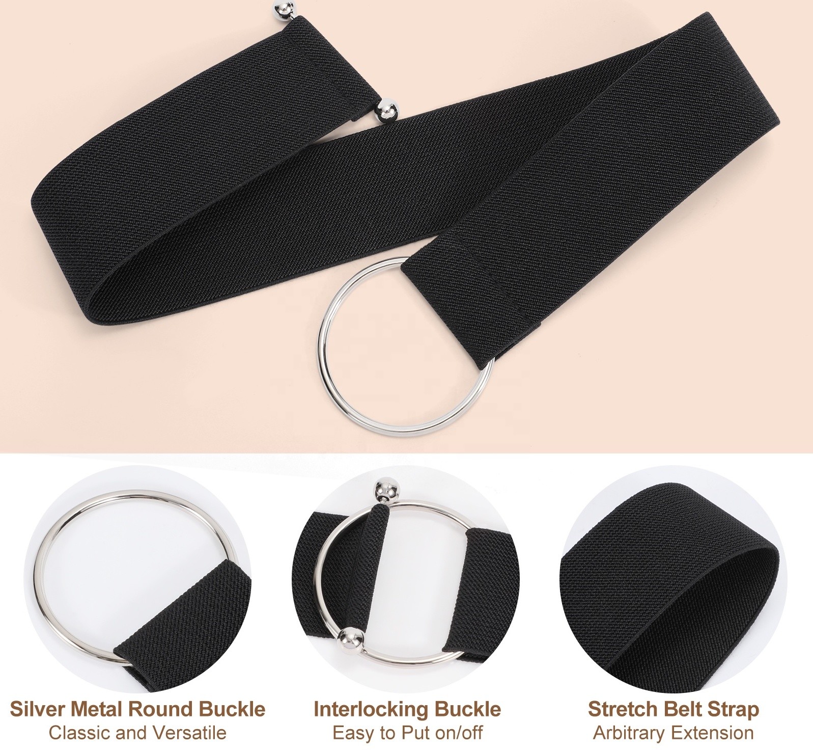 O Metal Black Dress Belt Womens