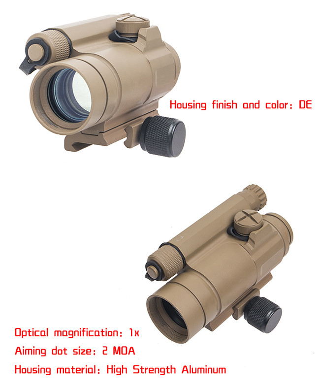 Fixed Focus Type Green / Red Dot Sight Scope Tactical M4 2 MOA Dot DE Housing