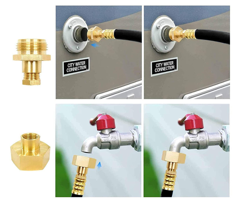 1/4'' RV Winterizing Brass Tee Fitting Round Head Code