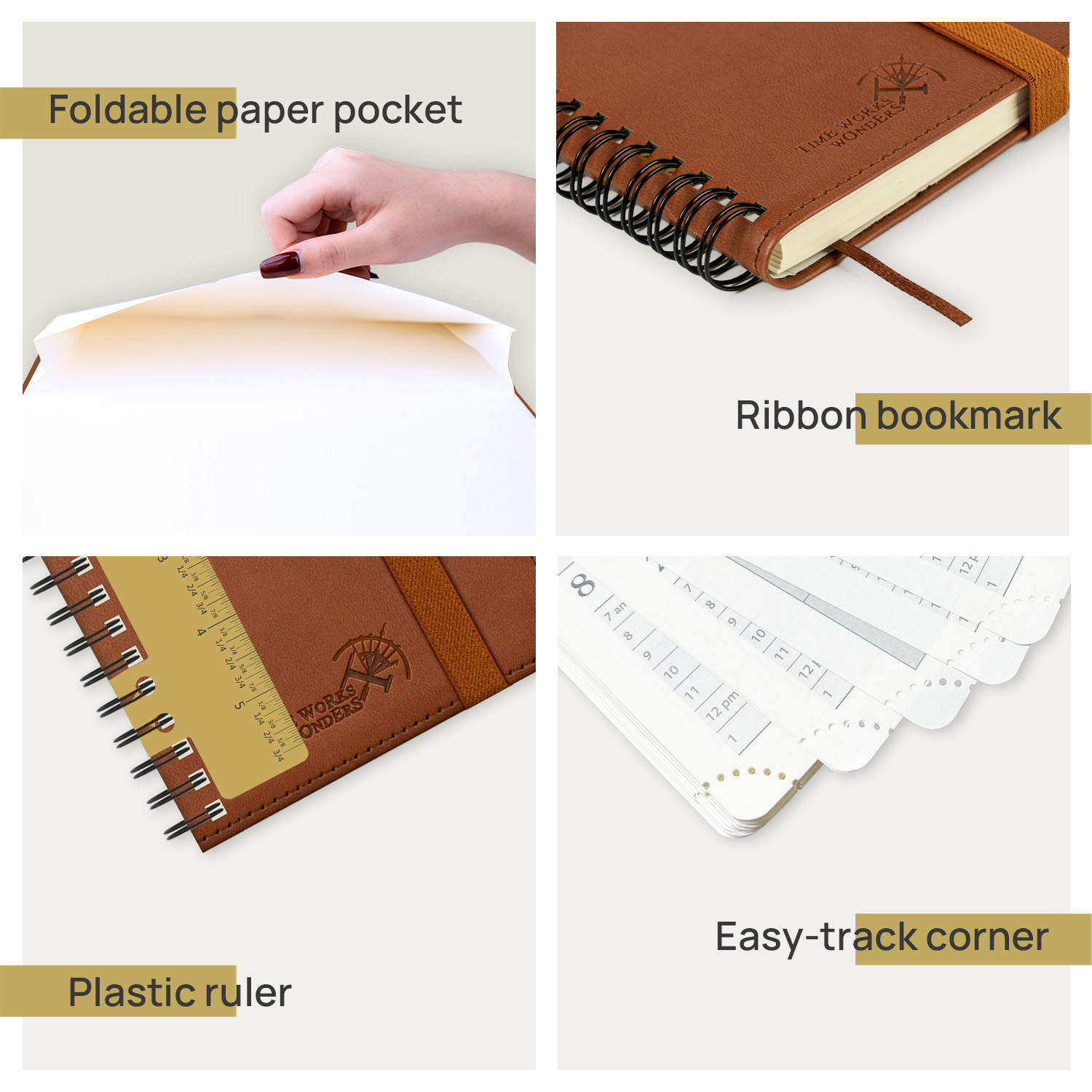 FSC POPRUN Custom Planner 2023 , Vegan Leather Pocket Size Weekly Planner