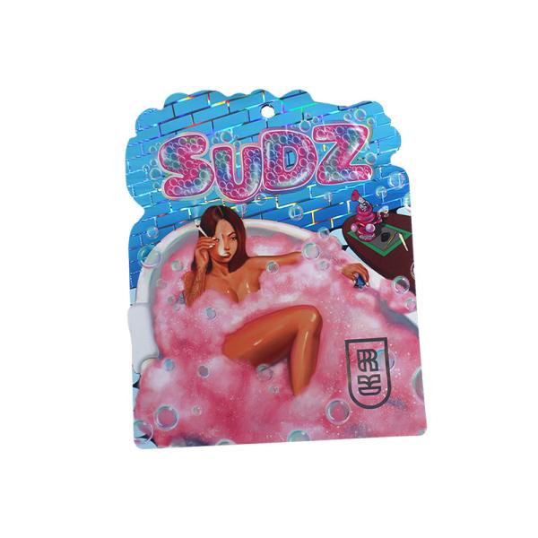 Buy cheap Zipper Top Glossy Die Cut Mylar Bags Aluminum Foil 3.5g Customized from wholesalers