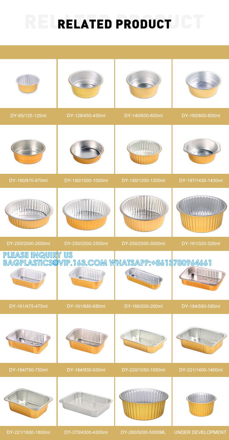 200ml Length 166MM, Sturdy Aluminum Foil Pans With Lids For Cooking, Baking, Reheating, Freezer, Oven, Recyclable