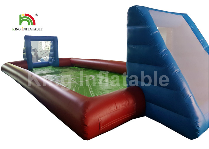 Giant Adults Inflatable Football Field / 0.55mm Blue Outdoor PVC Blow Up Football Pitch