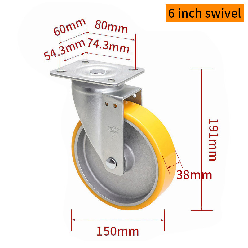 EDL‌ Medium Duty 6inch Aluminum Caster Plate by Rigid , Swivel and Brake Type 300kg