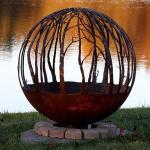 OEM Wood Burning Corten Steel Fire Globe Winter Sphere Shaped Fire Pit