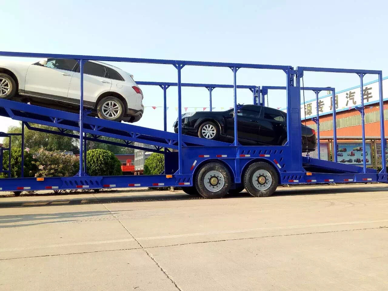 Air Brake Two Deck Pickup Truck Trailer Skeleton Type 6 Car Carrier Transport Trailer