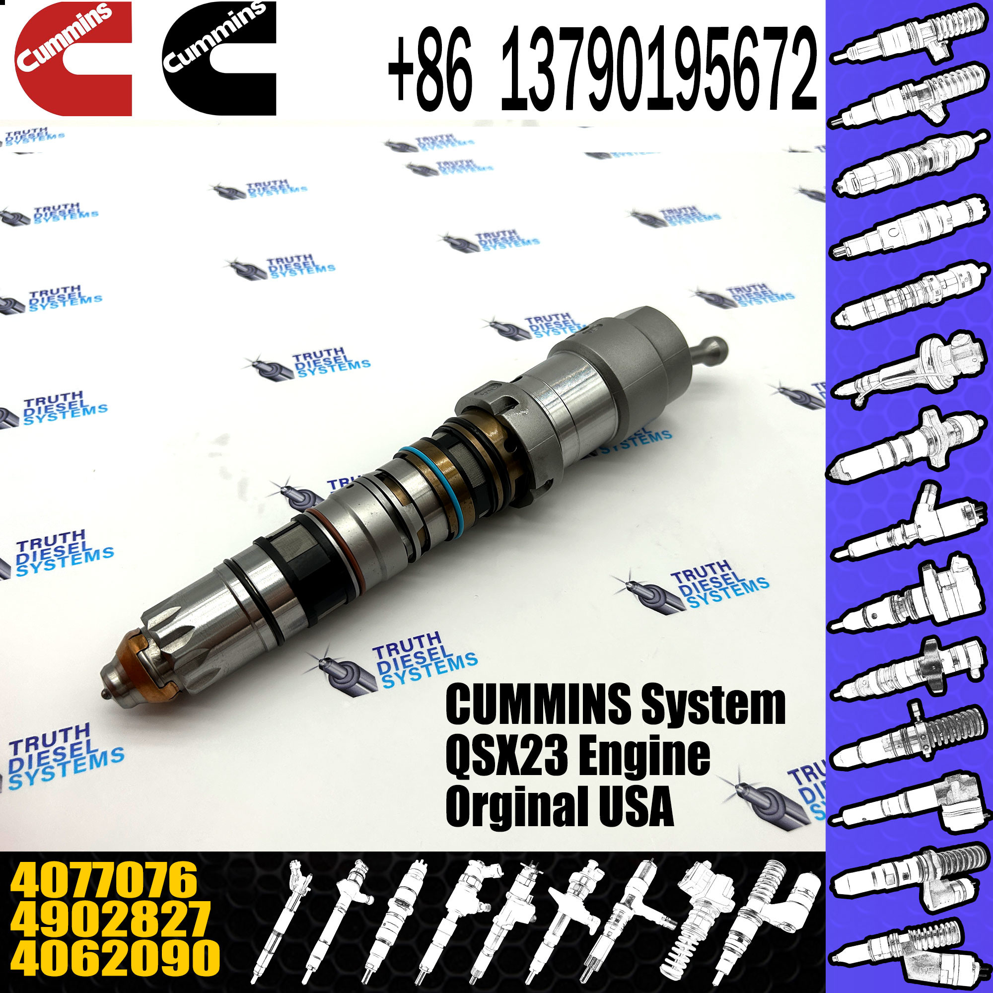 4088431 Genuine Diesel Engine Common Rail QSX60 Fuel Injector 4076533 4902827 4062090 4077076