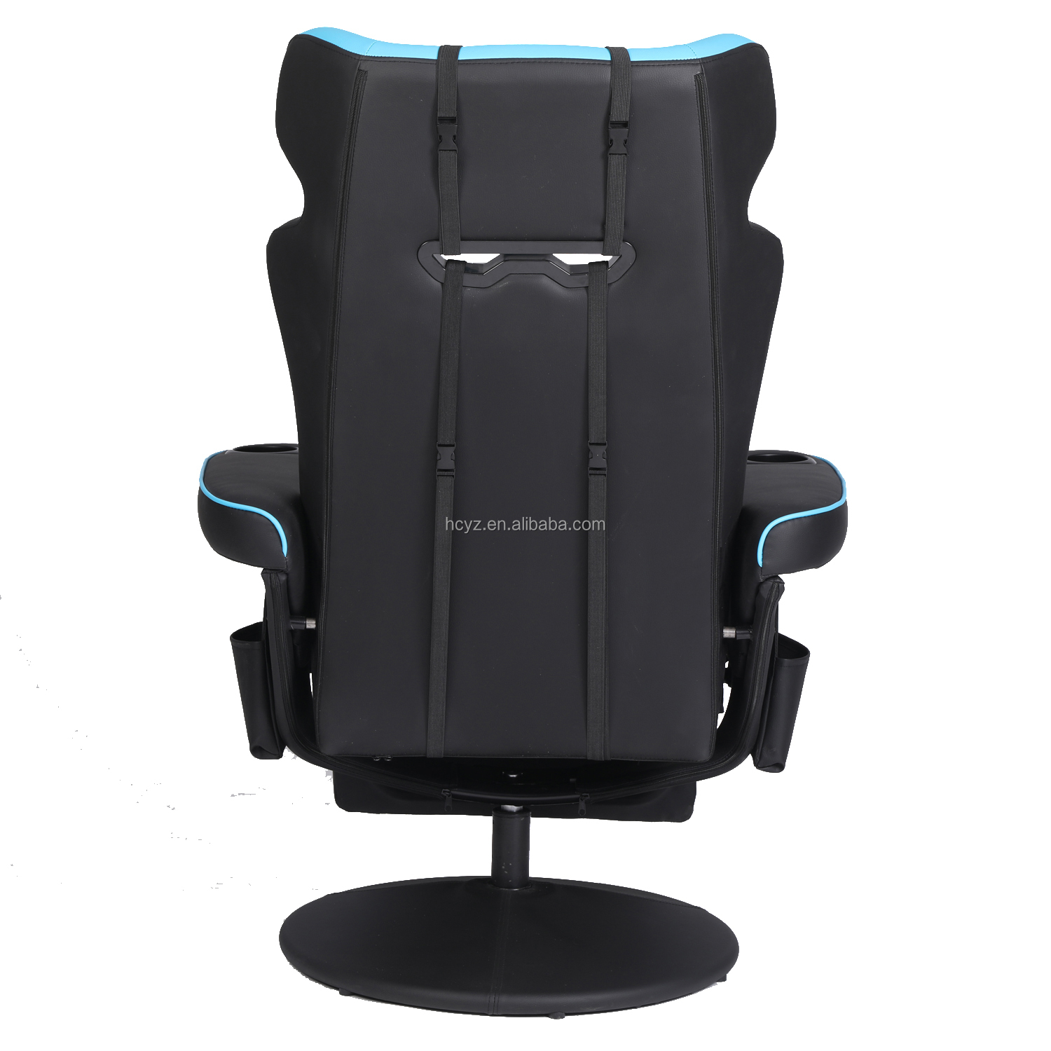 Modern Design Racing Style Leather Swivel Gaming Chair with Cup Holder and Footrest