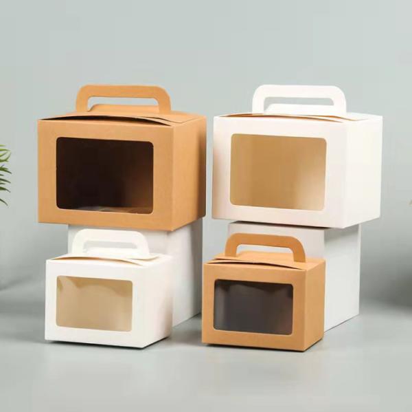 Kraft Paper Cookie Baking Candy Sweet Gift Packaging Box Clear PVC Transparent