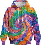 Color Rainbow Printed Hoodie Tie Dye Sweatshirt Fashion Graphic Pullover For Men
