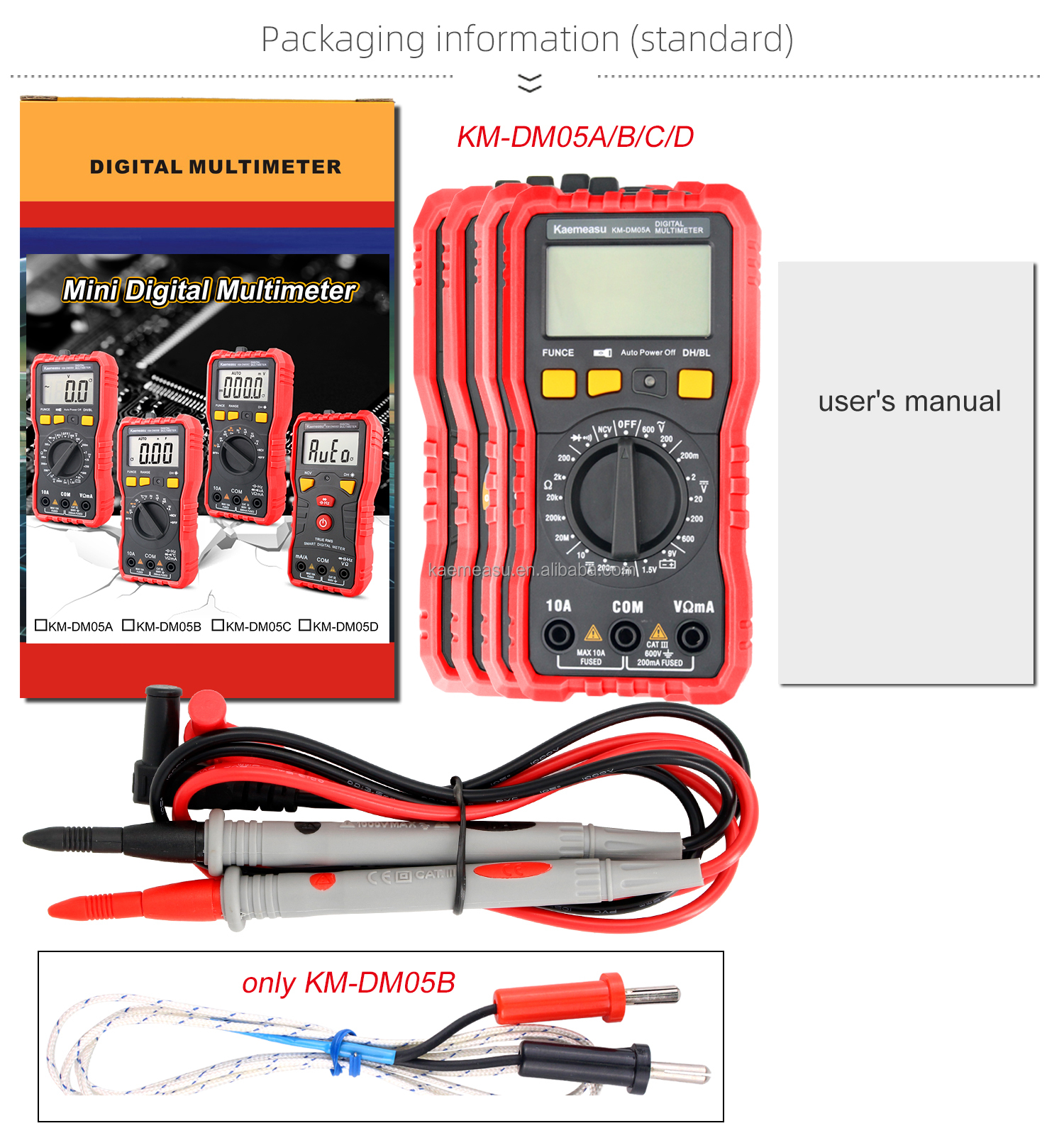 Mini Digital Multimeter DC/AC Voltage Ammeter Current Ohm Temperature T-rms High Precision Electrician Digital Multimeter