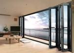Waterproof Aluminum Frame Folding Glass Patio Doors , Aluminium Framed Frosted