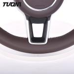 Reddish Brown Full Leather Porsche Carbon Fiber Steering Wheel Gloss With Stripe