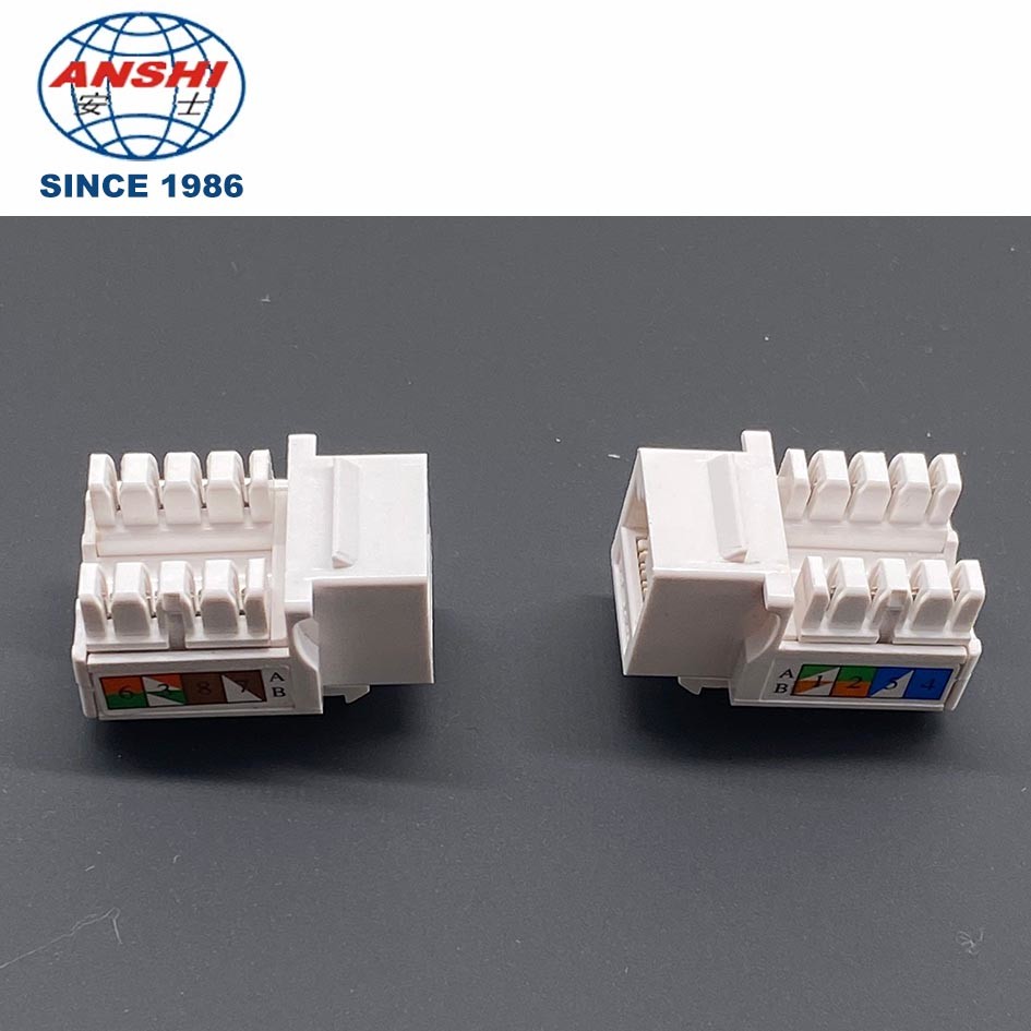 90 Degree Network RJ45 Keystone Jack Cat6A UTP 8P8C With Gold Plating