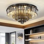 Luxury Led Ceiling Chandelier For Living Room Big Crystal Lamp Smoke Grey