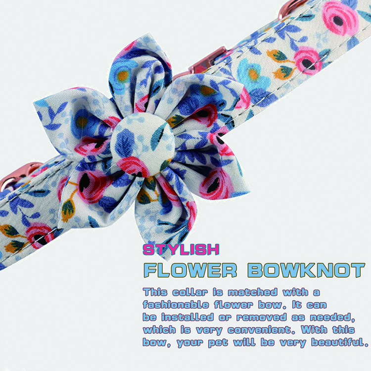 Unique Style Pet Collar Leash Adjustable Nylon Cute Floral Pattern