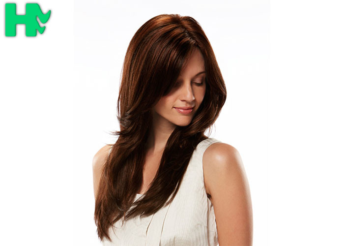 Charming Centre Parting Long Synthetic Wigs Silky Straight Light Brown Wig