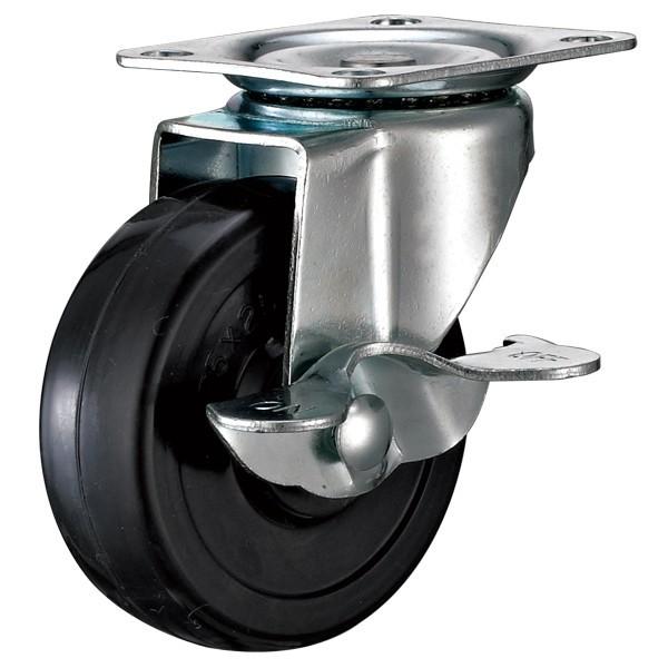 Small Swivel black rubber caster with side brake 2",2.5",3" light duty\ Caster
