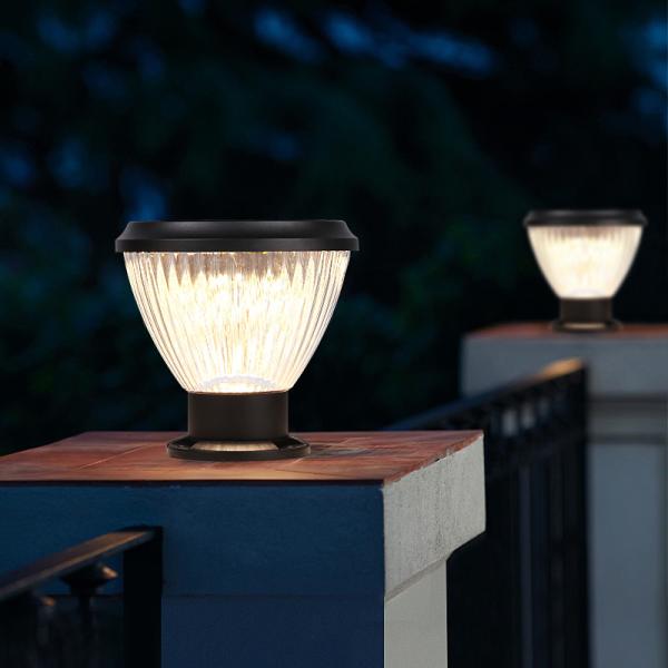 Light Control IP65 Solar Pillar Light Easy Install Post Cap Lamp For Wood Fence