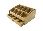 2 Tier Bamboo Storage Organizer Box Multi Components Shrink Wrap Packaging