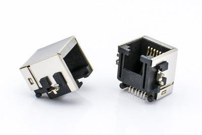 RJ11 Modular Jack,Shielded, SMT， Offset Telephone Jack 6P6C