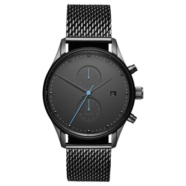 Buy cheap Matte black face japan movt watches chronograph with 06 line mesh strap from wholesalers