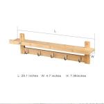 Convenient Living Room Storage Bamboo Wall-Mounted Coat Hook Rack with Upper