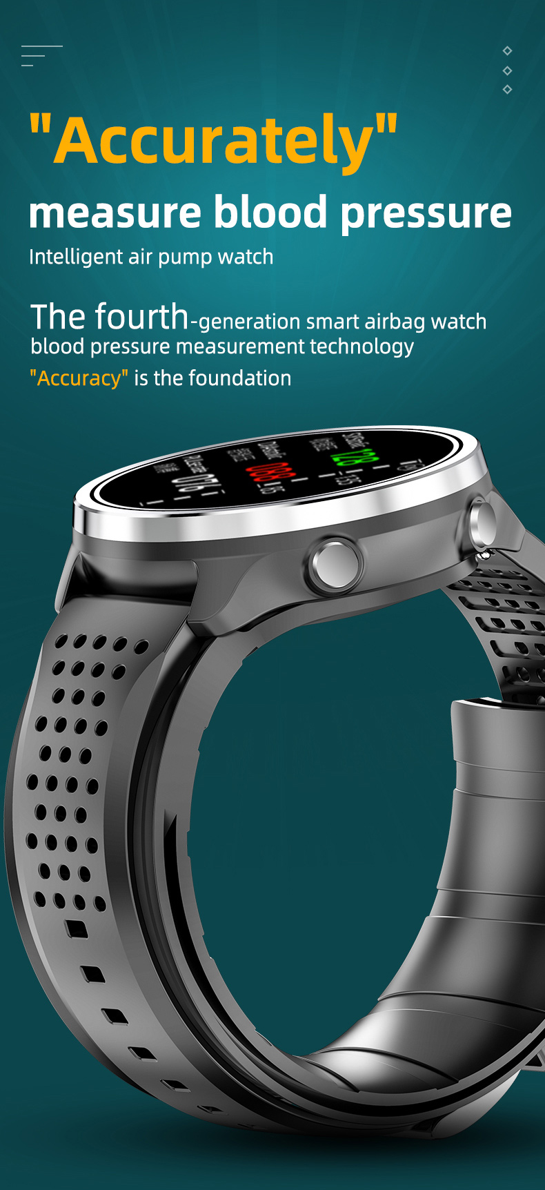 Air Pump Accurate ECG Blood Pressure Health Monitor Smart Watch P30 1.3 Inch For Healthcare