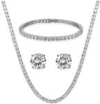 925 Sterling Silver Link Bracelet Set With Stud Earrings Silver Jewelry Set 18