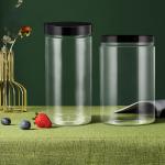 550ml Empty PET Plastic Clear Cosmetic Jar With Yellow Top Lid For Storage