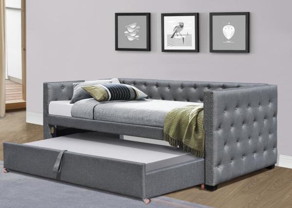 Buy cheap Full Size Velvet Upholstered Daybed Pull Out Trundle Bed Single Chesterfield Grey Plush from wholesalers