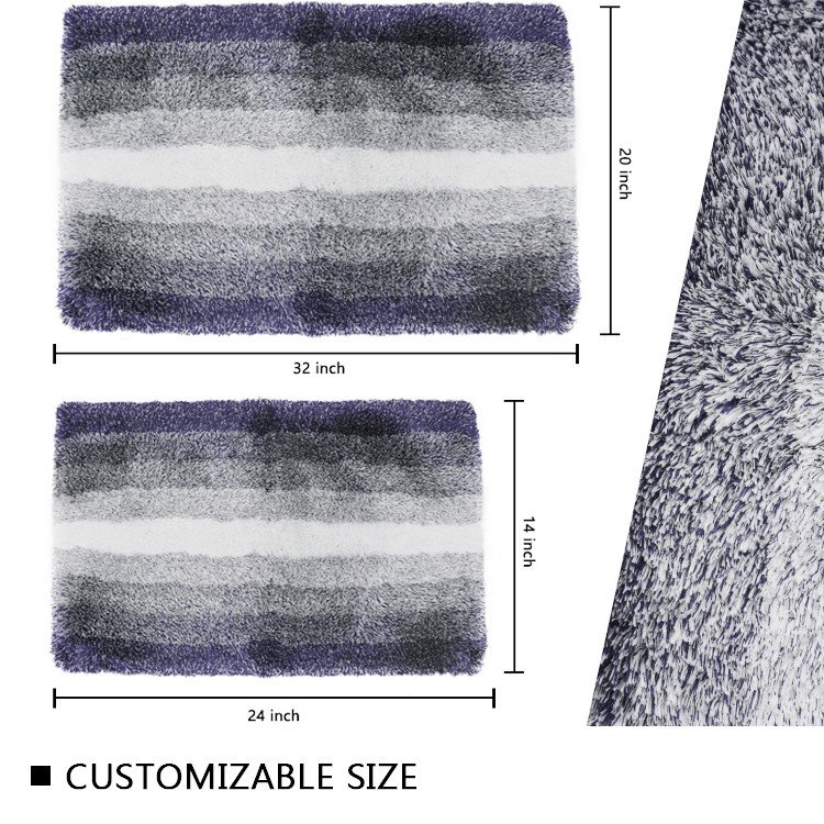 Purple Loop Pile Latex Backed Bath Mats Water Absorbent Bath Rug