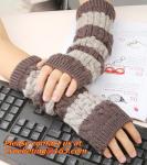 fashion Cute Faux Rabbit Fur Hand Winter Warmer Knitted Fingerless Gloves Mitten