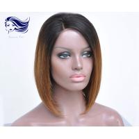 Buy cheap Ombre Glueless Human Hair Full Lace Wigs With Bangs Silk Straight product