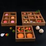 Wooden nine compartment dinner plate Bamboo custom Multifunctional food dinner