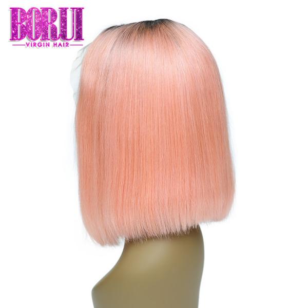 Buy cheap Brazilian Colored Bob Wigs Transparent Short Ombre 1b Grass Green Grade 10A from wholesalers